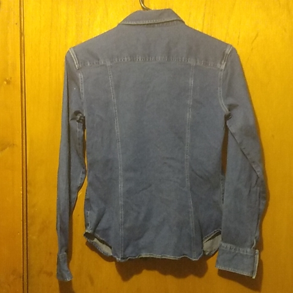 Denim MOP Snap Up Size Medium Moreno Martini Da Firenze Blouse Top Jean 34 Bust - Picture 6 of 6